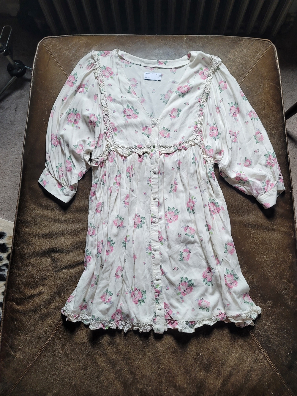 ASOS Cream Babydoll Dress with Pink Floral Print